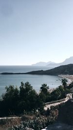 Scenic view of lake against clear sky