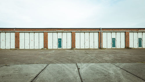 Entrance of building against clear sky