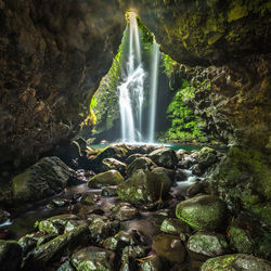 Scenic view of waterfall