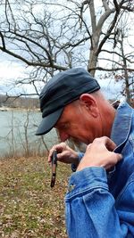 Silhouette of woman in park