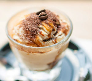 Close-up of coffee with ice cream