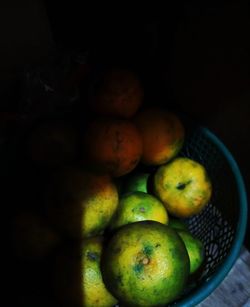 High angle view of apples on table