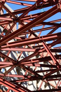 Low angle view of metallic structure against clear sky