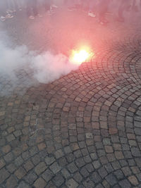 Close-up of cobblestone during sunset