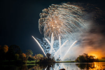 Firework display at night