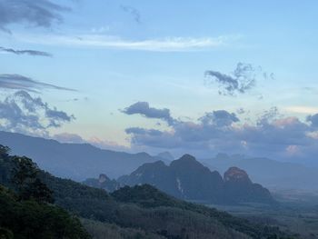 Panoramic view of mountains against sky