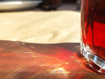 Close-up of beer on table