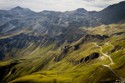 Aerial view of volcanic landscape