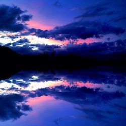 Scenic view of lake against cloudy sky