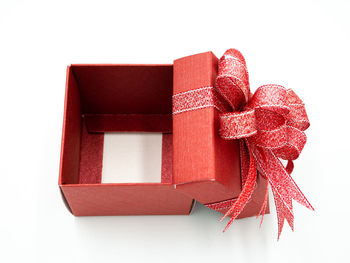 Close-up of red box against white background