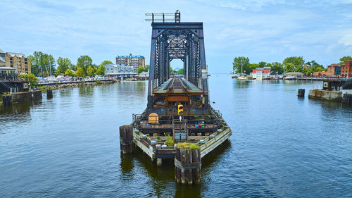 Bridge over river against sky