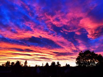 Low angle view of cloudy sky at sunset