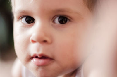 Close-up portrait of cute baby boy