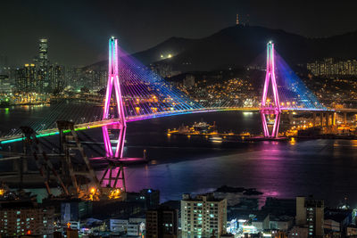 Illuminated city at night