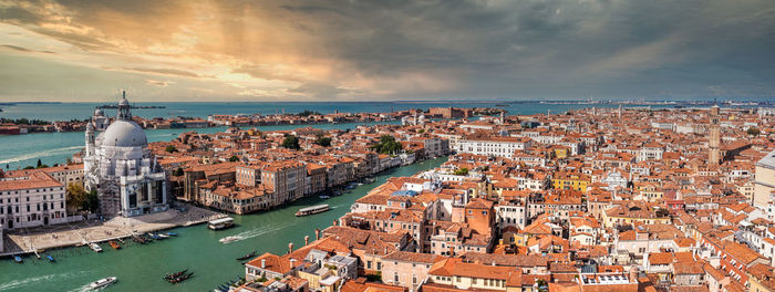 Aerial view of santa maria della salute church in venice