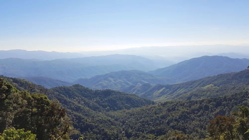 High angle view of mountains against sky