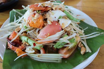 Close-up of salad served in plate