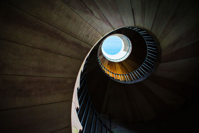 Directly below shot of spiral staircase