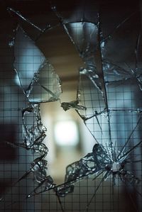 Close-up of broken glass lights