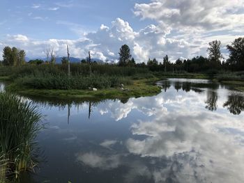 Scenic view of lake against sky