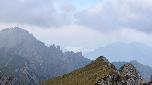 Panoramic view of mountains against sky