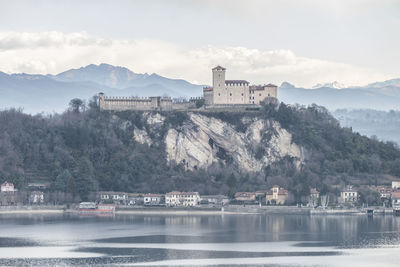 Aerial view of the rocca of angera