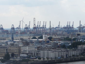 Panoramic view of factory against sky