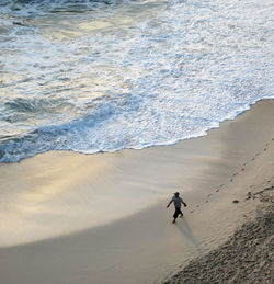 High angle view of people on beach