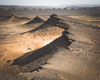 High angle view of land against sky