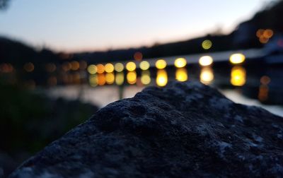Close-up of rock at dusk