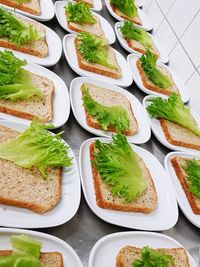 High angle view of food on table