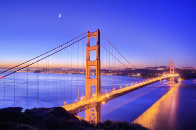 View of suspension bridge at night
