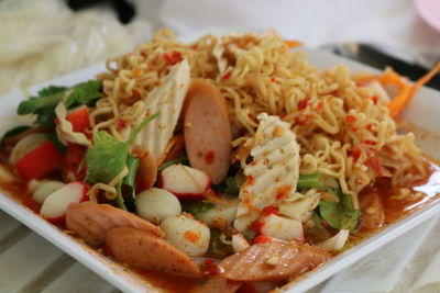 Close-up of meal served in plate