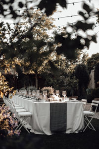 Table and chairs in restaurant