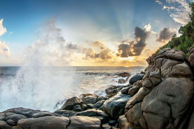 Scenic view of sea against sky during sunset