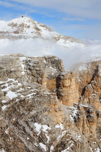 Aerial view of snow covered landscape