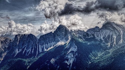 Scenic view of snow covered mountains