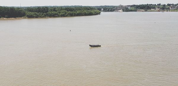 High angle view of nautical vessel on sea