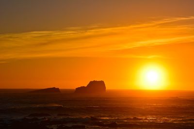 Scenic view of sea at sunset