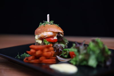 Close-up of food in plate on table