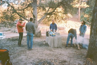 Group of people sitting in park