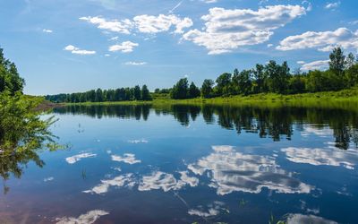 Scenic view of lake against sky