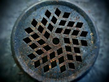 High angle view of rusty metal water