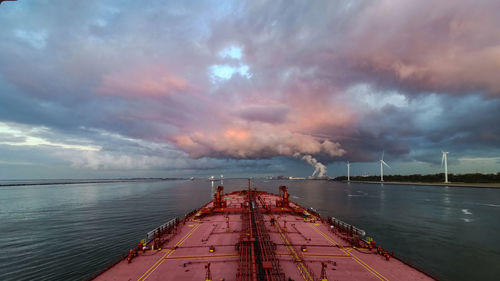 Entering in europort rotterdam at evening