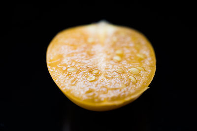 High angle view of apple against black background