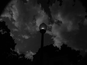 Low angle view of silhouette trees against sky