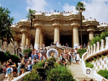 Group of people in front of historical building
