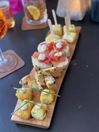 High angle view of ice cream on table