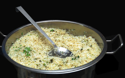 High angle view of food in bowl