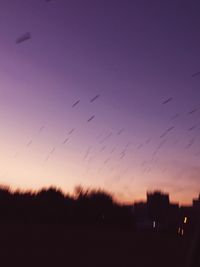 Silhouette of birds flying over clouds